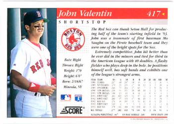 1994 Score #417 John Valentin Back