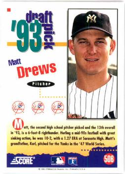 1994 Score #506 Matt Drews Back