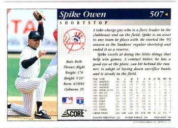 1994 Score #507 Spike Owen Back