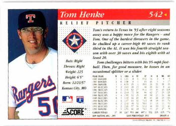 1994 Score #542 Tom Henke Back