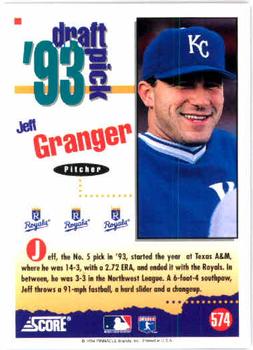 1994 Score #574 Jeff Granger Back