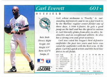 1994 Score #601 Carl Everett Back