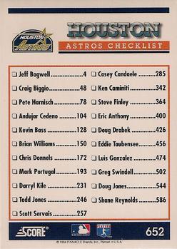 1994 Score #652 Houston Astros Back