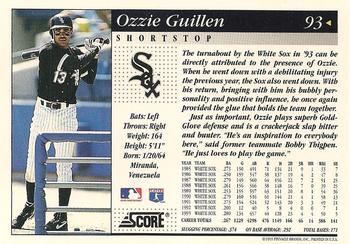 1994 Score #93 Ozzie Guillen Back