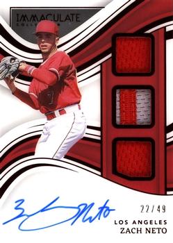 2023 Panini Immaculate Collection - Prospect Triple Memorabilia Signatures Red #PTS-ZN Zach Neto Front