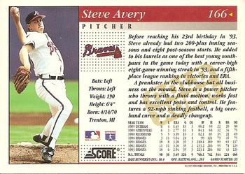 1994 Score - Gold Rush #166 Steve Avery Back