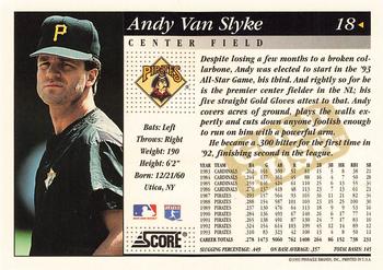 1994 Score - Gold Rush #18 Andy Van Slyke Back