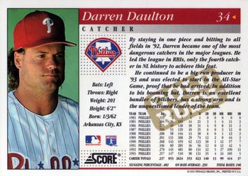 1994 Score - Gold Rush #34 Darren Daulton Back