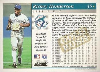 1994 Score - Gold Rush #35 Rickey Henderson Back
