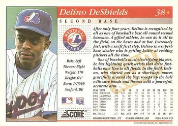 1994 Score - Gold Rush #38 Delino DeShields Back