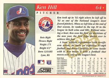 1994 Score - Gold Rush #64 Ken Hill Back