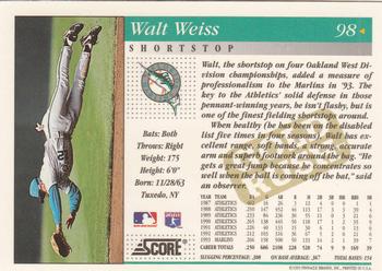 1994 Score - Gold Rush #98 Walt Weiss Back
