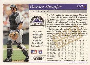 1994 Score - Gold Rush #197 Danny Sheaffer Back