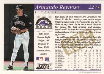 1994 Score - Gold Rush #227 Armando Reynoso Back