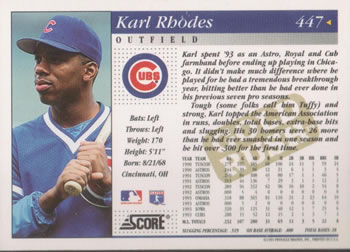 1994 Score - Gold Rush #447 Karl Rhodes Back