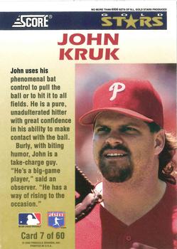 1994 Score - Gold Stars #7 John Kruk Back