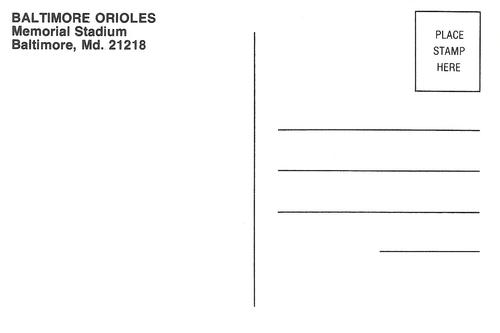 1983 Baltimore Orioles Postcards #NNO The Bird Back
