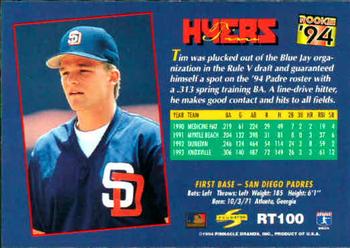 1994 Score Rookie & Traded #RT100 Tim Hyers Back