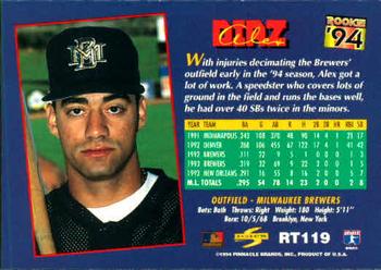 1994 Score Rookie & Traded #RT119 Alex Diaz Back