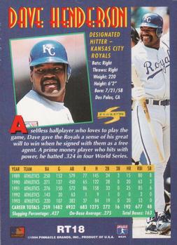 1994 Score Rookie & Traded #RT18 Dave Henderson Back