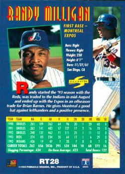 1994 Score Rookie & Traded #RT28 Randy Milligan Back