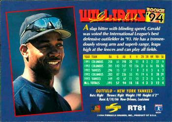 1994 Score Rookie & Traded #RT81 Gerald Williams Back