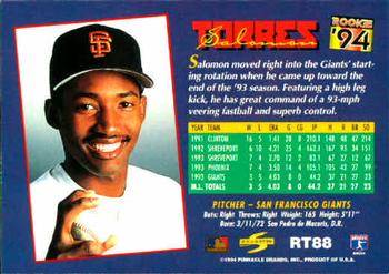 1994 Score Rookie & Traded #RT88 Salomon Torres Back