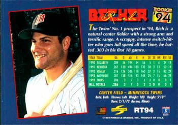 1994 Score Rookie & Traded #RT94 Rich Becker Back