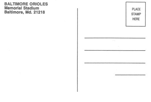 1991 Baltimore Orioles Postcards #NNO Joe Orsulak Back