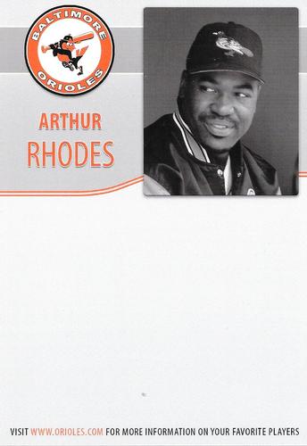 2013 Baltimore Orioles Alumni Photocards #NNO Arthur Rhodes Back