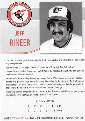 2016 Baltimore Orioles Alumni Photocards #NNO Jeff Rineer Back