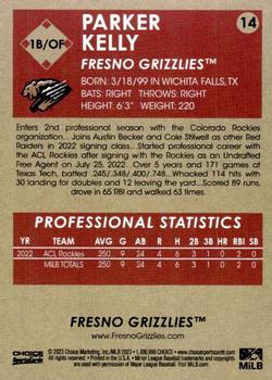 2023 Choice Fresno Grizzlies #14 Parker Kelly Back