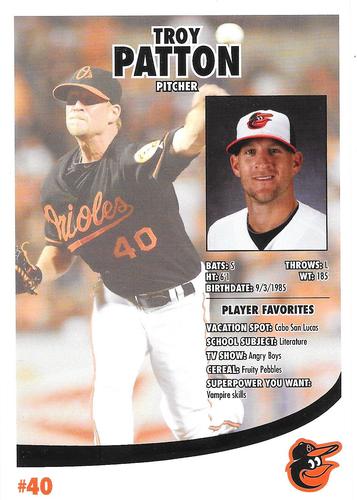 2013 Baltimore Orioles Photocards #NNO Troy Patton Back