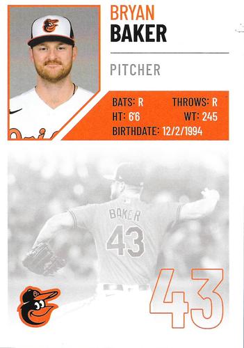 2022 Baltimore Orioles Photocards #NNO Bryan Baker Back