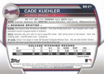 2023 Bowman Draft #BD-21 Cade Kuehler Back