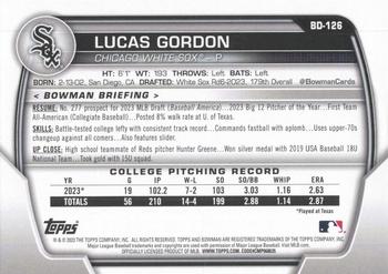 2023 Bowman Draft #BD-126 Lucas Gordon Back