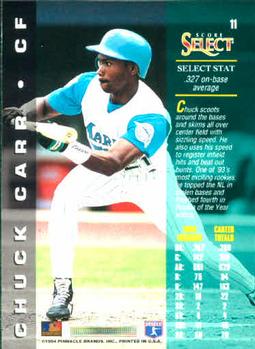 1994 Select #11 Chuck Carr Back