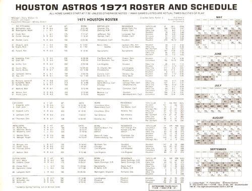 1971 Houston Astros Team Photo #NNO 1971 Houston Astros Back
