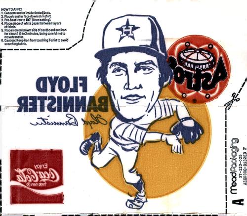 1978 Coca-Cola Houston Astros Transfers #NNO Floyd Bannister Front