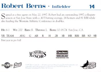 1997 Best Princeton Devil Rays #14 Robert Berns Back