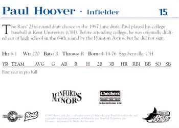 1997 Best Princeton Devil Rays #15 Paul Hoover Back