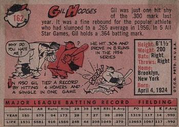 1958 Topps #162 Gil Hodges Back