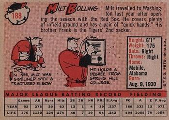 1958 Topps #188 Milt Bolling Back