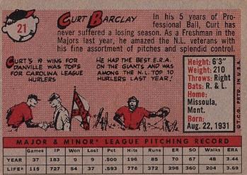 1958 Topps #21 Curt Barclay Back