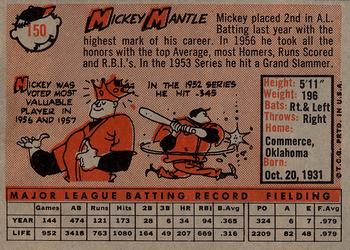 1958 Topps #150 Mickey Mantle Back
