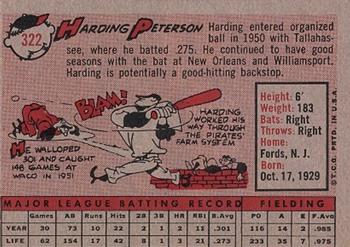 1958 Topps #322 Harding Peterson Back