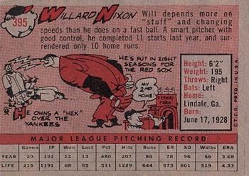 1958 Topps #395 Willard Nixon Back