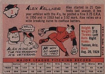 1958 Topps #3 Alex Kellner Back