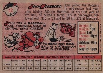 1958 Topps #42 John Roseboro Back