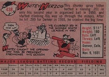 1958 Topps #438 Whitey Herzog Back